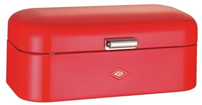 WESCO Grandy Brotkasten in der Farbe redorange, pulverbeschichtetes Stahlblech, Lüftungslöcher und stabiler Handgriff, Special Edition Weihnachten, 420 x 220x 170 mm