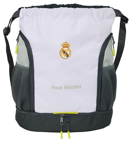 safta Real Madrid Equipment 25/26 Kinderrucksack, ideal für Kinder unterschiedlichen Alters, bequem und vielseitig, Qualität und Langlebigkeit, 34 x 15 x 43 cm, Weiß, M, Casual, Weiß, M, Casual