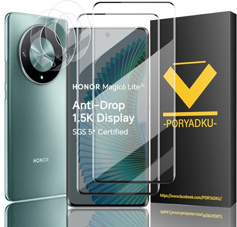 IKABO [2+2 Pezzi] Vetro Temperato per Honor Magic 6 Lite Pellicola, 2 Protettiva e 2 Fotocamera, Durezza 9H, Vetro per Magic 6 Lite 5G