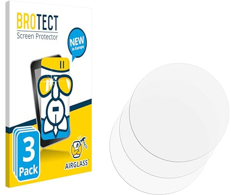 BROTECT Protector Pantalla Cristal para Garmin Instinct 3 Tactical AMOLED Edition (50 mm) Protector Vidrio (3 Unidades) - [Dureza 9H, Anti-Arañazos]