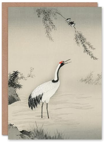 Artery8 Kano Motonobu Art Card Japanese Crane and Swallows