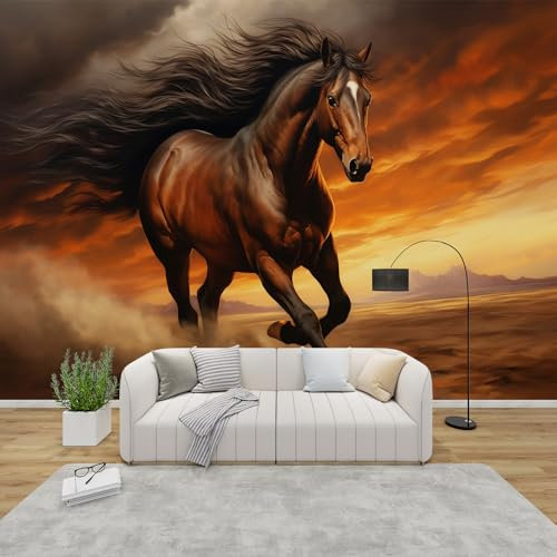 PaxGloz Fototapete Pferde Sonnenuntergang Tapete Pferdemotiv Tapeten Vliestapete Modern Wandtapete Wohnzimmer Schlafzimmer Kinderzimmer Wanddeko Motivtapeten 250 x 175 cm (B x H)
