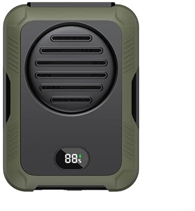 Ventilador de clip de cintura, ventilador de cinturón portátil de 6000 mAh, banco de energía USB para colgar en el cuello, ventilador de cintura colgante sin aspas para el cuerpo (verde (DQ223))
