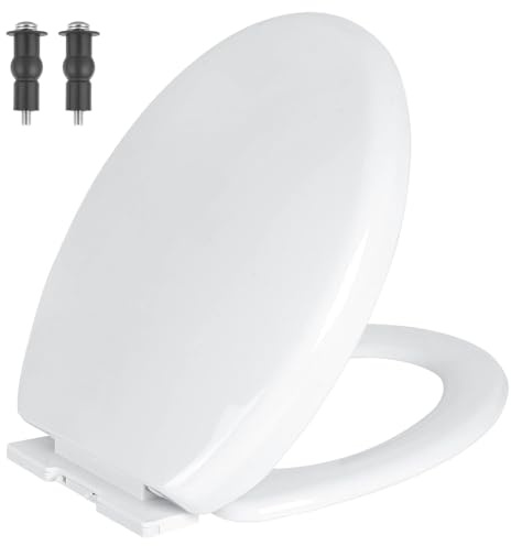 MASS DYNAMIC White Soft Close Toilet Seat, Quick Release for Easy Cleaning, Top Fixing with Adjustable Hinges, Standard Oval Shape Pack of 5