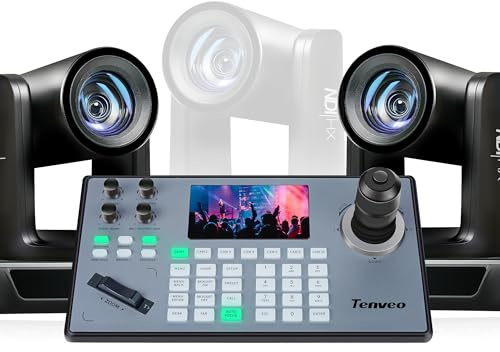 Tenveo Full HD NDI PTZ-Kamera-Set (2x Kameras + K200Pro Controller) | 1080P Dual-Kamera-System mit 30x Zoom für Live-Streaming & Kirche