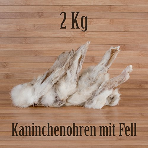 2 Kg ca. 160 Stück Kaninchenohren mit Fell fettarm Barf wie Schweineohren Rinderohren Kausnack Kauartikel