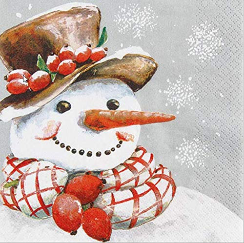 20 Servietten Schneemann Winter-Landschaft Weihnachten Schneeflocken 33 x 33