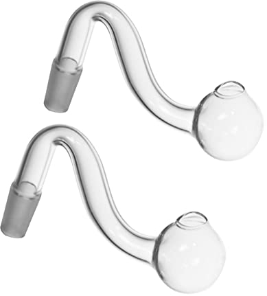 2pcs Brûleur à l'huile en Verre Pipe à Eau Bong - 10mm 14mm 18mm Male Female Clear Thick Bowl for Oil Rigs Glass Bongs Thick Big Bowls for Smoking (14mm Male)