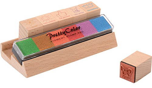 EDUPLAY 220135 Ansporn-Stempel, 6 Stempel & mit 6 farbigen Stempelkissen, mehrfarbig, 13-teilig (1 Set)