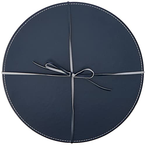 Creative Tops - Set di 4 tovagliette rotonde, in ecopelle, colore: grigio/nero, 29 cm, colore: Grigio