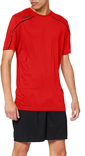 Uhlsport Stream 22 Short Sleeve Jersey Junior, Red/White, Moisture Wicking Crew Neck Dry Tech Kids, Size 34/36