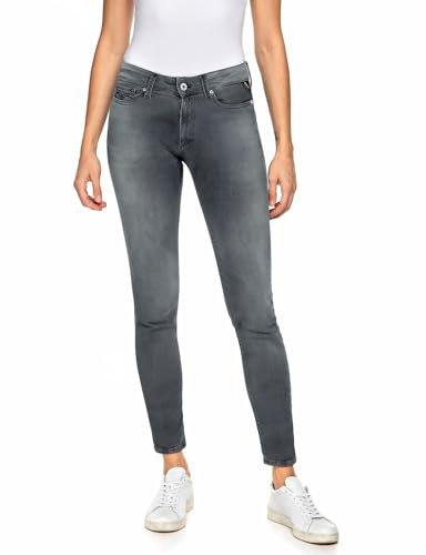 Replay Damen Jeans New Luz Skinny-Fit mit Comfort Stretch, Grau (Dark Grey 096), 32W / 30L