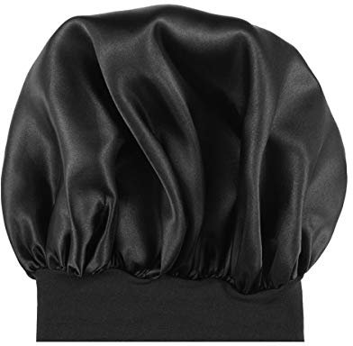 Milisten Bonnet de Nuit en Satin élastique à Large Bande Noir