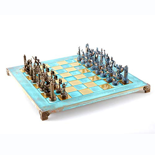 Griechische Mythologie Schachspiel Blau Kupfer mit blauem Rostbrett