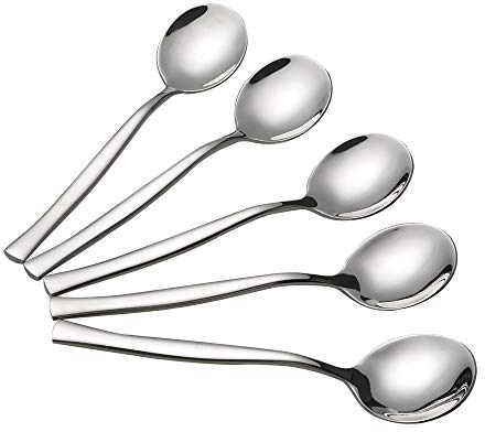 Xowine 12-Piece Stainless Steel Round Spoon, Soup Spoon