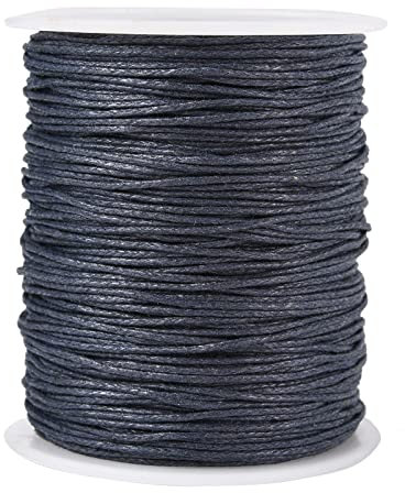 UR URLIFEHALL 100 Yards Bleu de Prusse 1mm Cordon de Coton ciré Macramé Cordon de Fil de Perles ciré pour Bracelet tressé DIY Making
