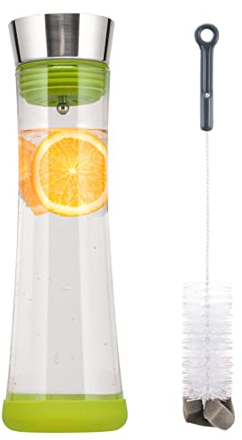 bremermann Glaskaraffe Carola mit Silikonfuß - zerlegbarer Deckel - 1 Liter (Grün)