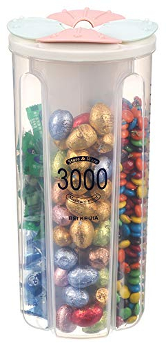 PDOOR Airtight Food Storage Container, Leak-Proof Plastic Dry Cereal Dispensers Containers with Durable Lids for Flour, Sugar, Rice - 3L/4 Grid, 2 Colors