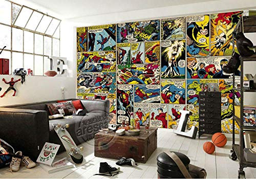 MINCOCO Marvel Comics papier peint personnalisé 3D peintures murales Captain America Photo papier peint enfants garçons chambre chambre décor, 250x175 cm (98.4 by 68.9 in)