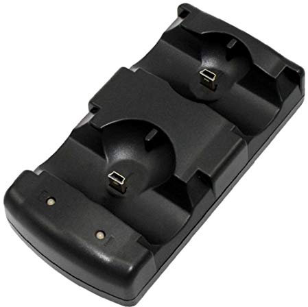 Canjerusof PS3 / PS3 de Move 2-in-1 manija Cargador PS3 Mando inalámbrico Dual-Asiento Cargador Movimiento PS3 Dual Cargador estación de Acoplamiento con el Cable de Carga-BlackBrain Juego