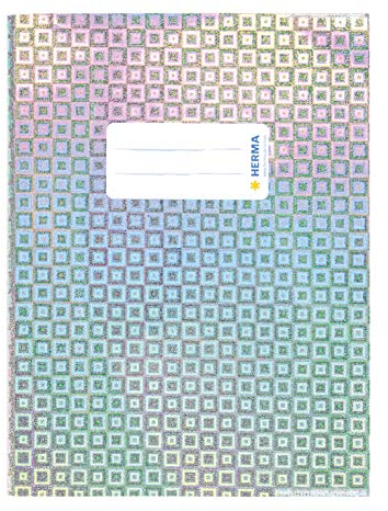 HERMA 19641 Heftumschläge A5 Glamour Silber, 10 Stück, Hefthüllen mit Beschriftungsetikett aus strapazierfähiger & abwischbarer holografischer Polypropylen-Folie, Heftschoner für Schulhefte, farbig