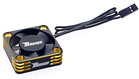 DollaTek Motor Cooling Fan RC Motor Heatsink 28000RPM ESC Cooling Fan for RC Car 1/8 1/10 1/12 Scale 540 550 Brushless Motor (Black + Gold)