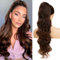 YEESHEDO Schwarze Pferdeschwanz Haarteil Clip Extensions mit Kordelzug Lang Wellig Schwarz mit braunen Highlights Haarverlängerunge Natürliche Perücken Afro Lockige Ponytail fuer Zopf