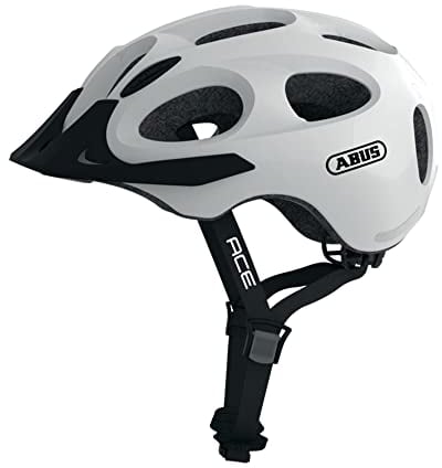 ABUS Stadthelm Youn-I ACE - mit integriertem LED-Rücklicht - Fahrradhelm für den Alltag - für Damen und Herren - Weiß Glänzend, S (48-54 cm)