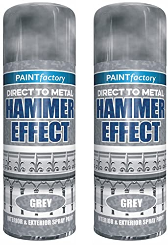 Life Necessities Grey Hammer Effect spray Paint 2 X 400ML Direct to Metal Interior & Exterior Metal Spray Paint Quick Drying & Long Lasting Perfect Finish