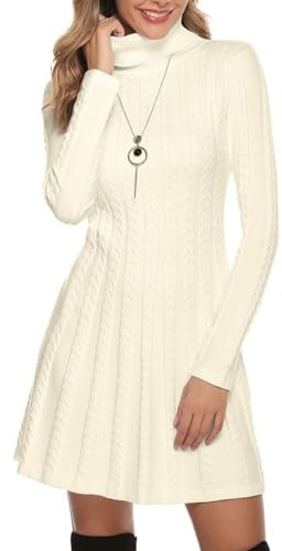 Gyabnw Sweater Dresses for Women UK Winter Jumper Dress Knitted Dresses Long Sleeve Dress