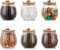 Glass Jars with Bamboo Lids and Labels Small 6Pcs 750Ml Airtight Kitchen Food Storage Jars Ribbed Tea Coffee Sugar Canisters for Preseving Herb, Bon Bon, Sweet Cookie