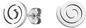 LUUK LIFESTYLE Schlichte Ohrringe aus Edelstahl, Damen Ohrstecker, Glücksbringer Geschenk für Frauen und Mädchen, filigran & wasserfest, Spirale I Schnecke I rund, silber