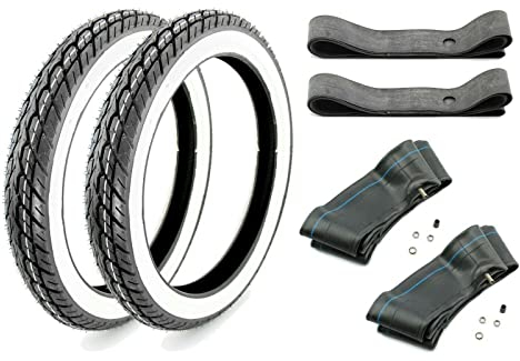6-teiliges Set KENDA K418 4PR Weißwand Reifen 2,75 x 17 Zoll 41P TT + Schläuche & Felgenbänder für Kleinkraftrad und Motorrad