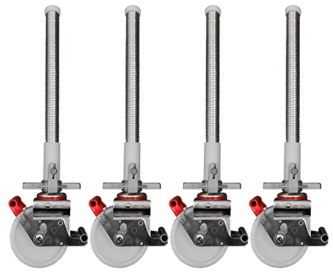 AC Steigtechnik Gerüstrollen 150 mm mit Stahlspindel, doppelt gebremst, lotrecht stehend, Set mit 4 Stück, passend zu verschiedenen Herstellern