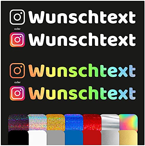 Social Media Sticker personalisiert mit Wunschname Aufkleber mit Benutzername für Auto Fahrrad Motorrad Autoscheibe Fenster Schaufenster Kfz (Instagram)
