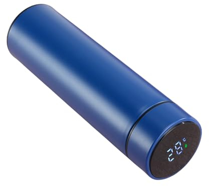 Botella de agua inteligente de acero inoxidable, taza de viaje con pantalla táctil LCD inteligente, mantener el calor o el frío, taza portátil de viaje, té, café (azul)