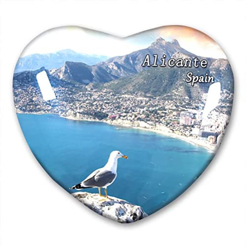 Spain Alicante Fridge Magnet Refrigerator Stickers Collection Decorative Magnet Travel Souvenir Heart-Shaped Crystal Glass