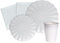 Ciao Kit Vajilla de Fiesta Flower Shape para 8 personas (44 pcs: 8 platos Ø23cm, 8 platos Ø18cm, 8 vasos 250ml, 20 servilletas 33x33cm) de papel compostable eco-friendly, blanco