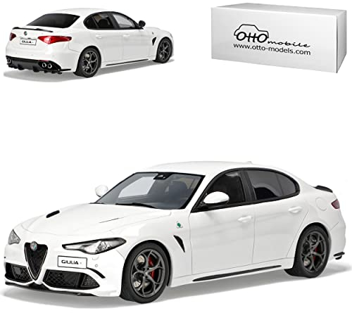 alles-meine.de GmbH Alfa Romeo Giulia Quadrifoglio Typ 952 Limousine Weiss Neueste Generation Ab 2016 Nr 839 1/18 Otto Modell Auto mit individiuellem Wunschkennzeichen