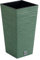 Macetero color verde tierra, con depósito, colección FURU, de 34,5 x 34,5 x 66 cm, capacidad de 24 L.