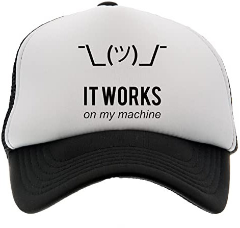 Enigmae Shrug It Works On My Machine Funny Programmer Excuse Baseball Kappe Hut Kinder Jungen Mädchen Schaum Vorne Mesh Zurück Schwarz Cap Foam Front Mesh Back
