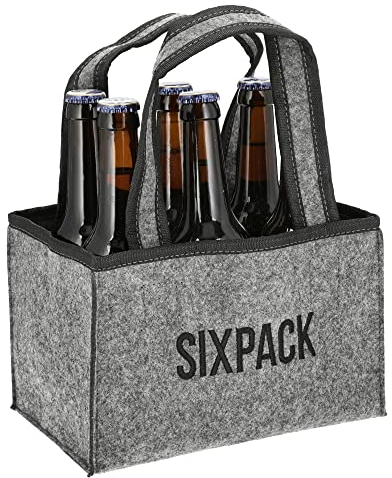 Novaliv Flaschenträger 6 Flaschen Bierträger Sixpack Männerhandtasche Filz Herrenhandtasche Bier Flaschentasche 22,5x15x14cm (LxBxH)