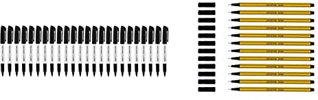 Amazon Basics - Permanent Marker, Schwarz, 24er-Packung & LEVIATAN D400 Fineliner schwarz 12 Stück | für den täglichen Gebrauch geeignet, Schreib und Schulbedarf Linienbreite ca. 0.4 mm