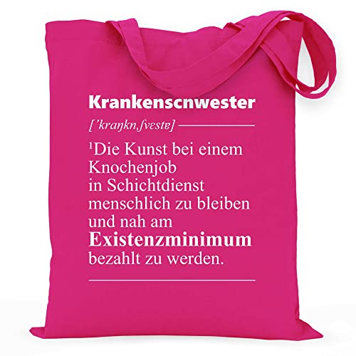 wowshirt Stoffbeutel Jutebeutel Krankenschwester Definition Lustiger Spruch Geschenk, Farbe:Fuchsia