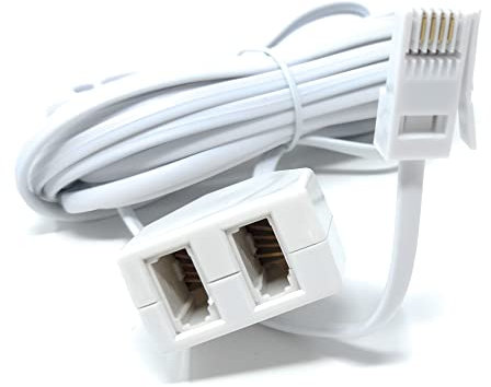 5M Twin Extension Lead - One BT Jack to Two BT Sockets, Double Telephone Splitter Cable 16.5ft