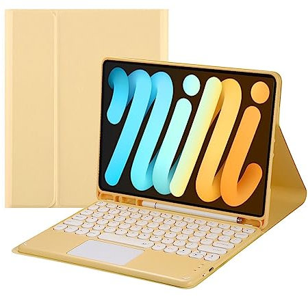 Touch Keyboard Case for iPad Mini 6 2021 (8.3 Inch), with Pencil Holder - Magnetically Detachable Touch Bluetooth Keyboard (Yellow)