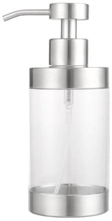 350ml Edelstahl Seifenspender Acryl Klar Seifenspender Küche Pumpspender Seifendosierer Auslaufsicherer Flüssigseifen Lotions Duschgelspender mit Pumpe für Badezimmer, Büro, Hotel