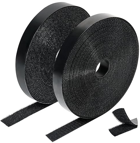 Klettband Selbstklebend, 10M x 20mm Extra Stark Klettverschluss Band Doppelseitiges Klettstreifen Flauschband Fliegengitter Klebepads(Schwarz)