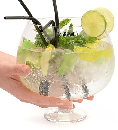 Fishbowl Grand verre à cocktail géant de 3 L, fabriqué en verre partagé, taille XL, 20 cm, simple (3 litres)