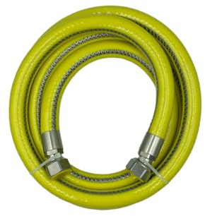 Tubo Gas Flessibile 3 Metri 1/2 FF Inox Giallo | Certificato EN 14800 | Per Cucina a Gas, Piano Cottura, Fornelli GPL o Metano | Guarnizioni Incluse | Acciaio Anticorrosione